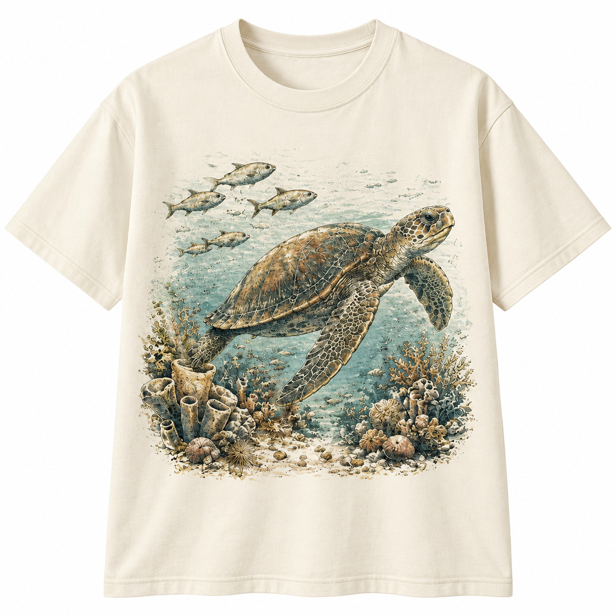 Sea Turtle T-Shirt Vintage Ocean Marine Life Coastal Wildlife Graphic Tee