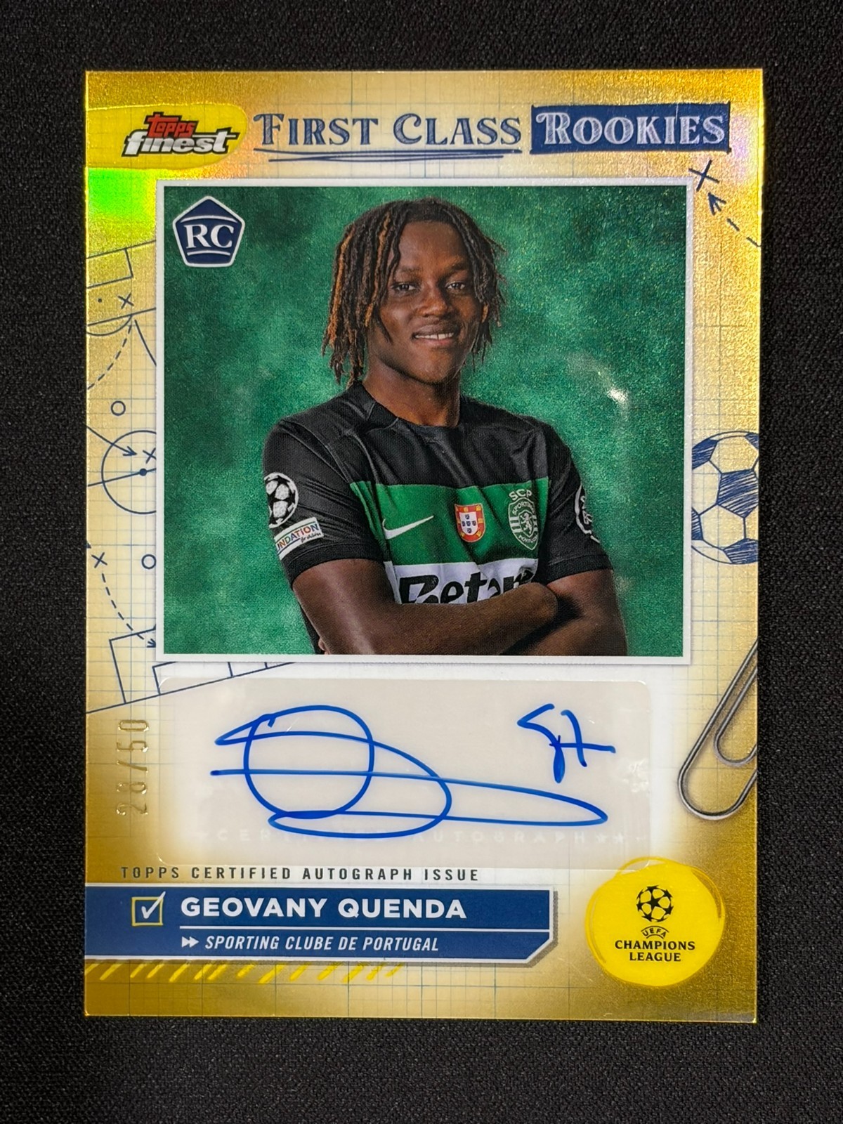 2024-25 Topps Finest UCC Geovany Quenda First Class Rookies Gold Refractor /50