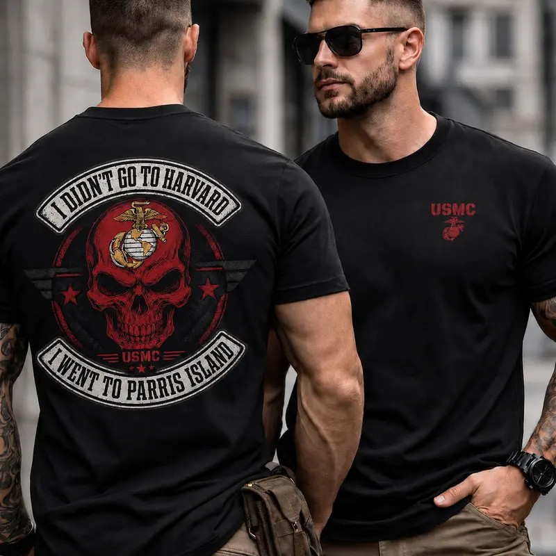 USMC Parris Island Shirt I Didn’t Go to Harvard Marine Corps Graphic Tee