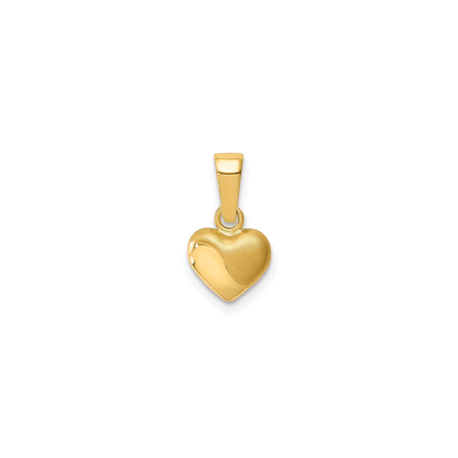 14k Yellow Gold Solid 3D Puffed Heart Pendant, Satin & Polished, 7 x 7mm 14k Yellow Gold Solid 3D Puffed Heart Pendant, Satin & Polished, 7 x 7mm