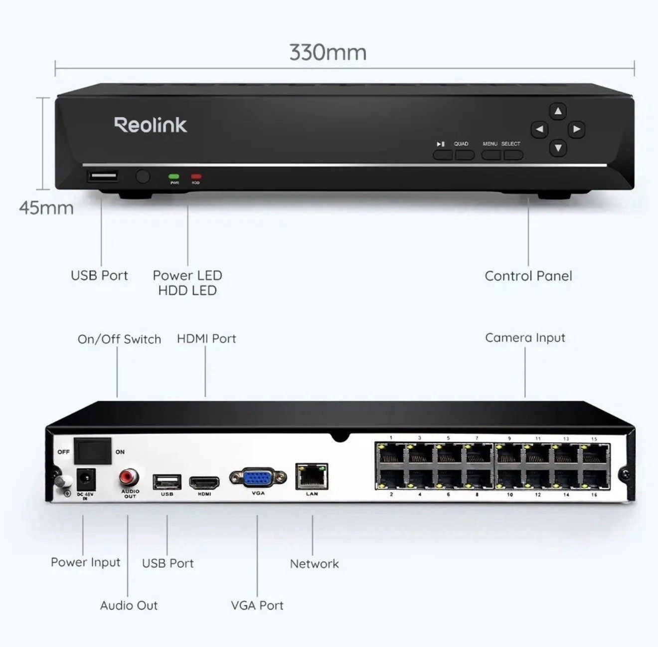 Reolink RLN16-410 16CH PoE NVR 4TB HDD 16MP 24/7 Recording Remote View Recorder