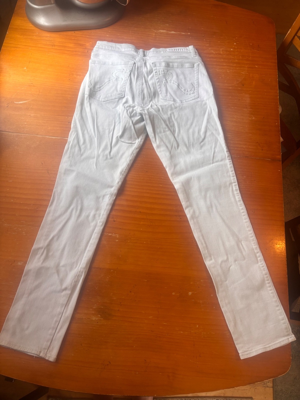 Rock Republic Berlin Womens 12 Light Gray Straight Leg Stretch Jeans Embroidered