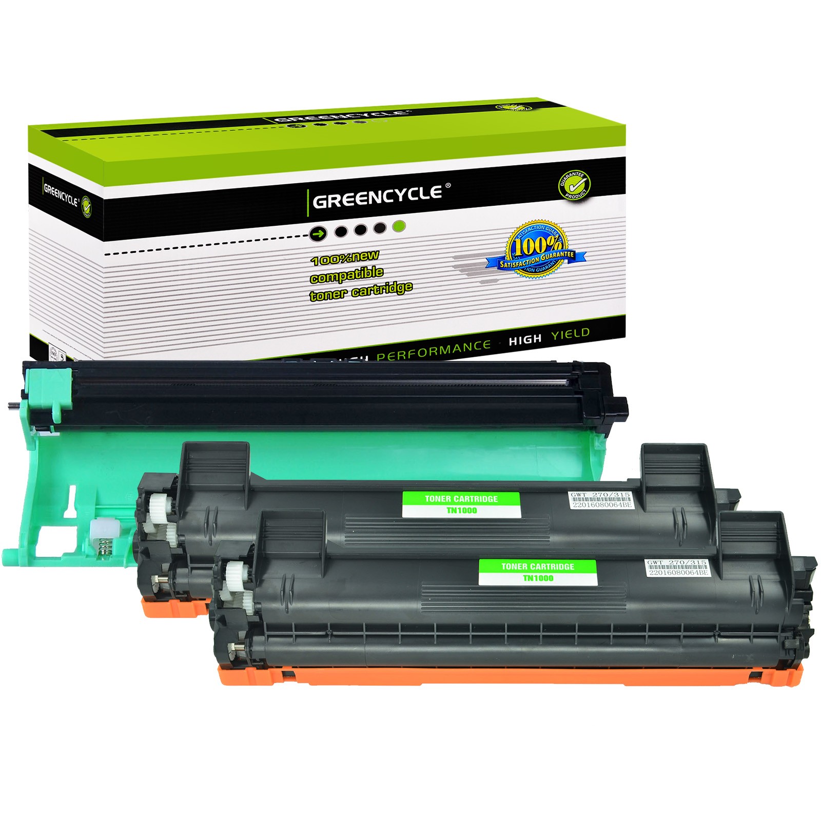 2PK TN1000 Toner & 1PK DR1000 Drum for Brother HL-1110 HL-1110R MFC-1810 1810R