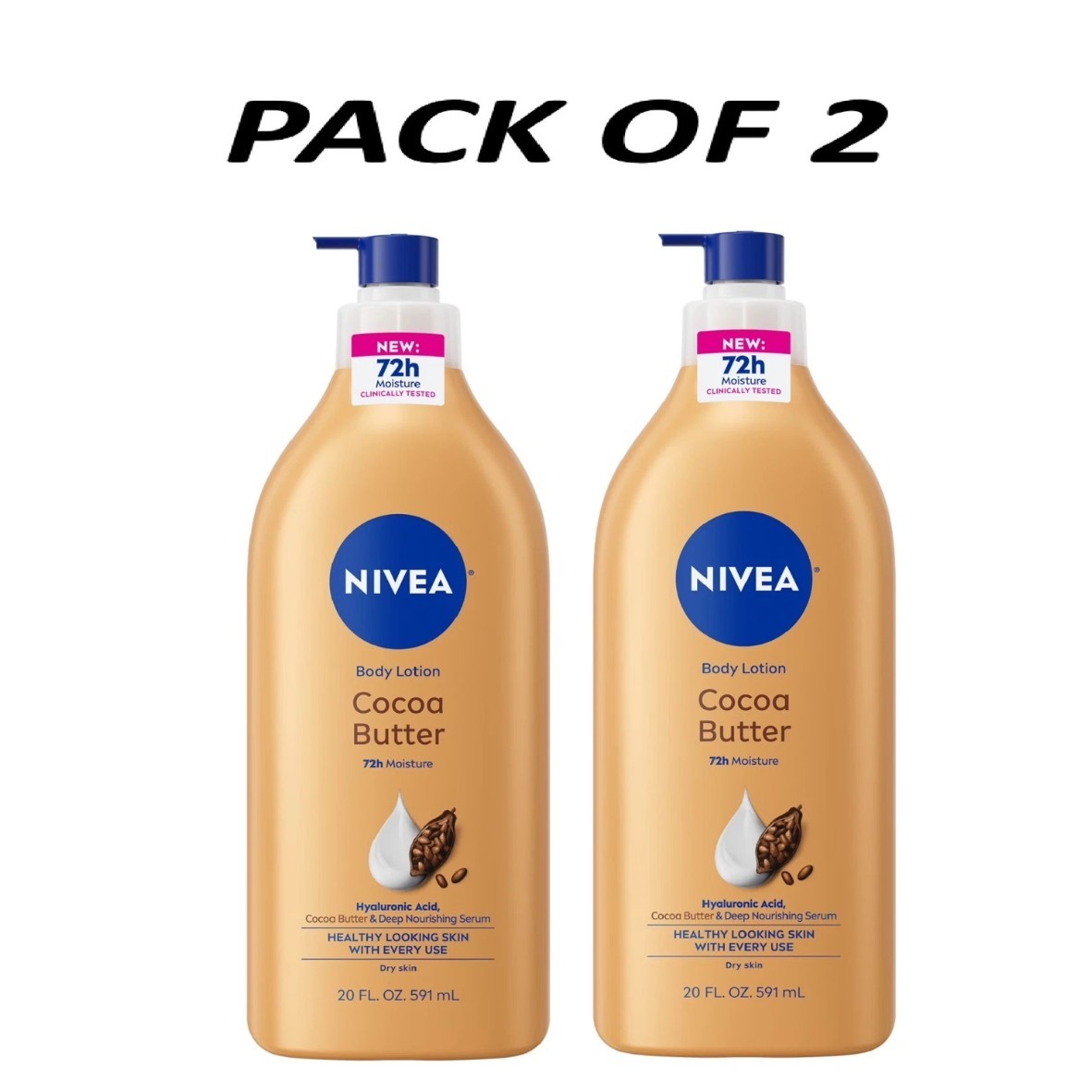 NIVEA Cocoa Butter Body Lotion with Deep Nourishing Serum, 20 Fl Oz 2 Pack