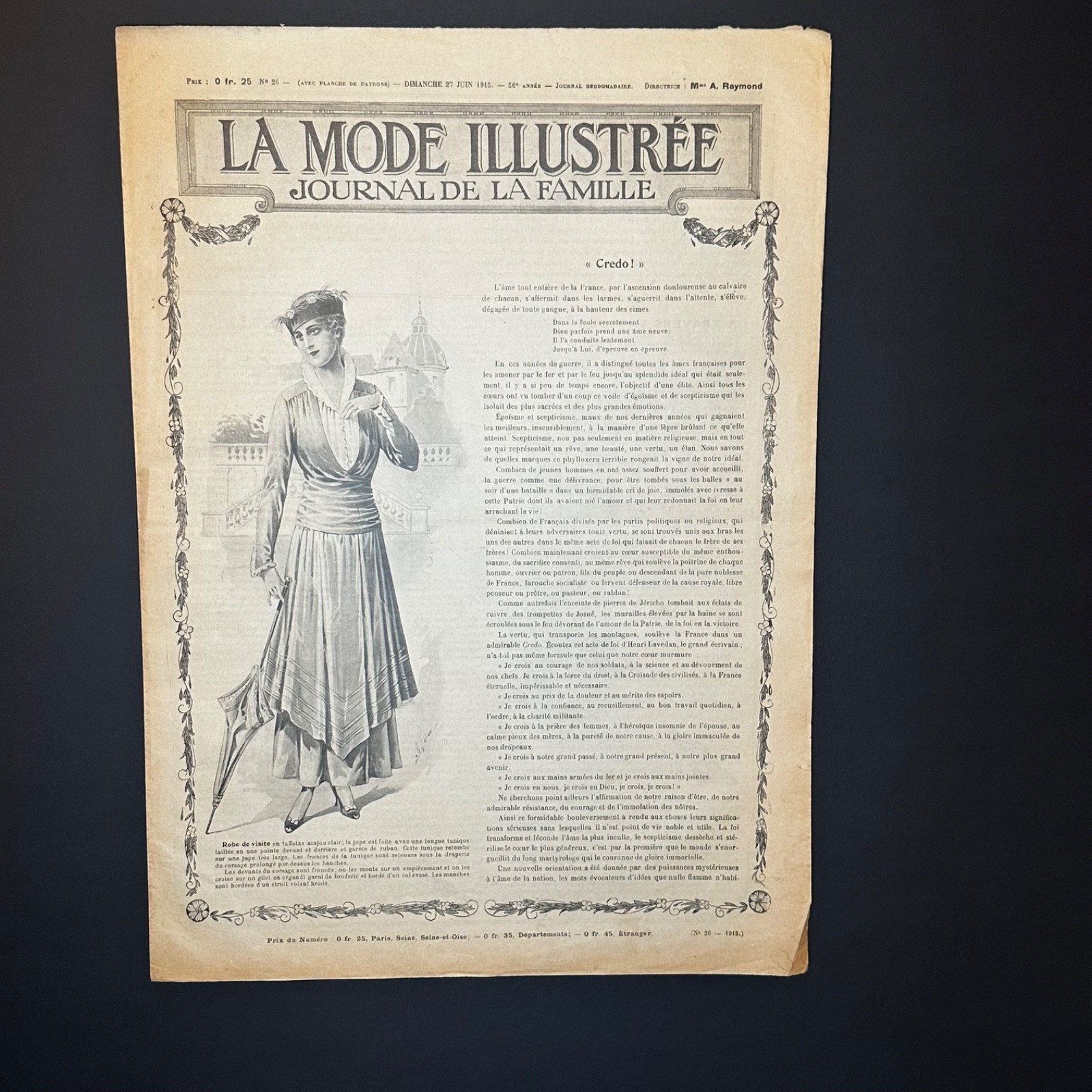 La Mode Illustrée French Fashion Magazine Jun 27 1915 No. 26 WWI Era Illustrated