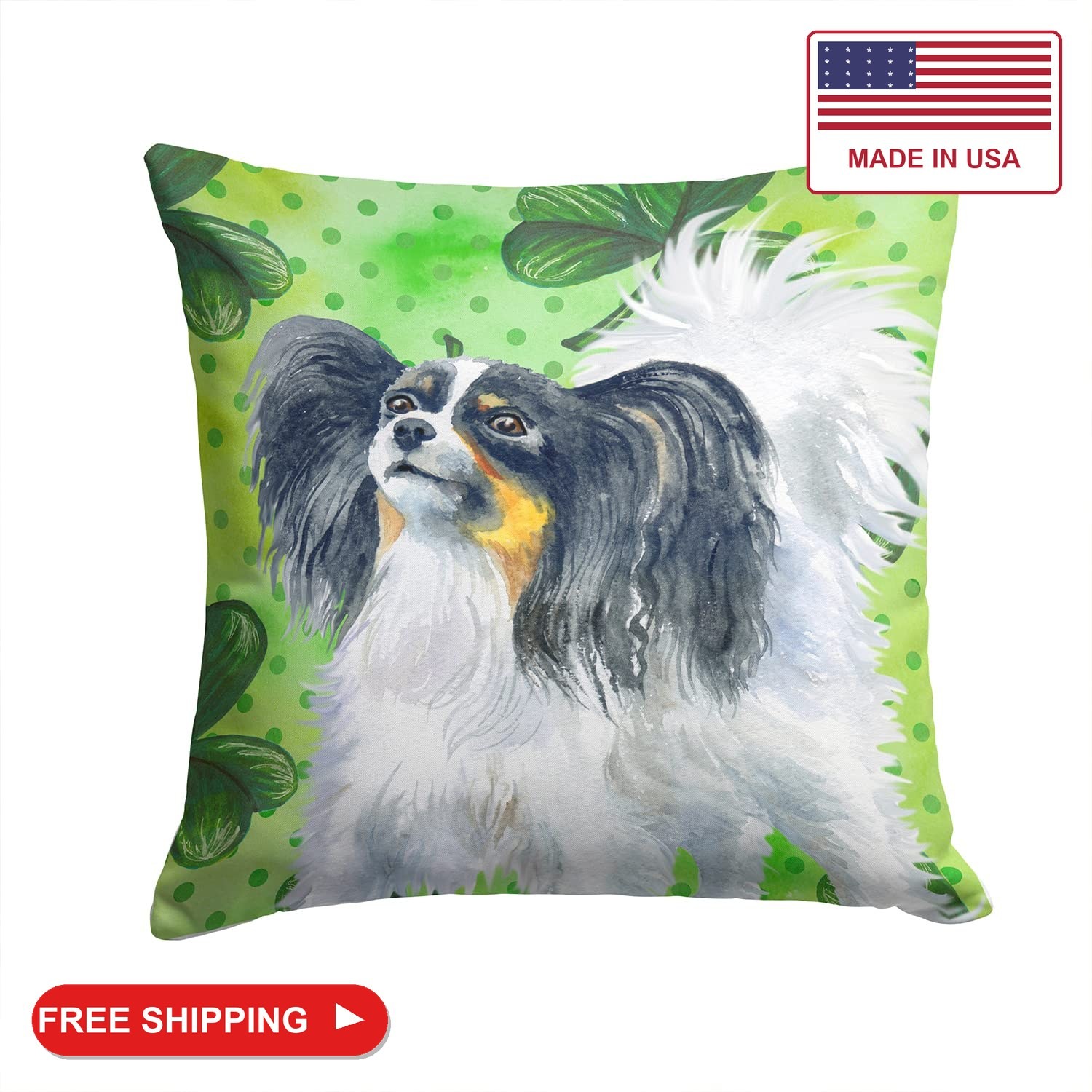 Caroline\'s Treasures BB9831PW1414 Papillon St Patrick\'s Fabric Decorative Pillow
