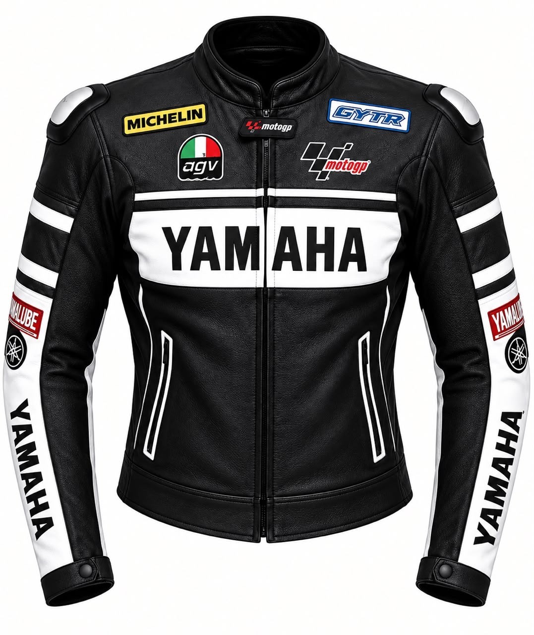 Yamaha Men’s Leather Motorcycle Racing Jacket CE Armor Biker Riding