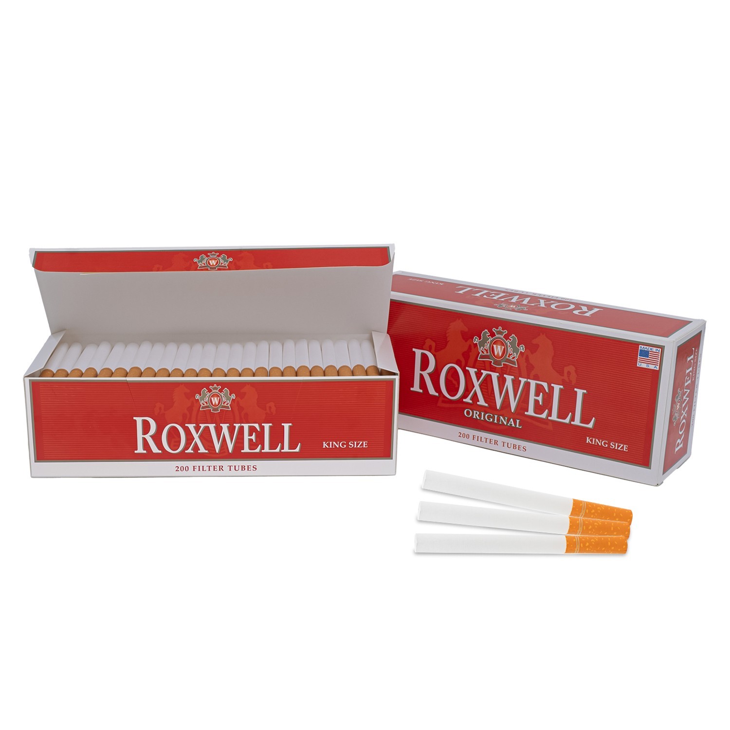 Roxwell Cigarette Tubes KING Red RYO Cigarette Tubes - 200ct Box (2 Boxes)