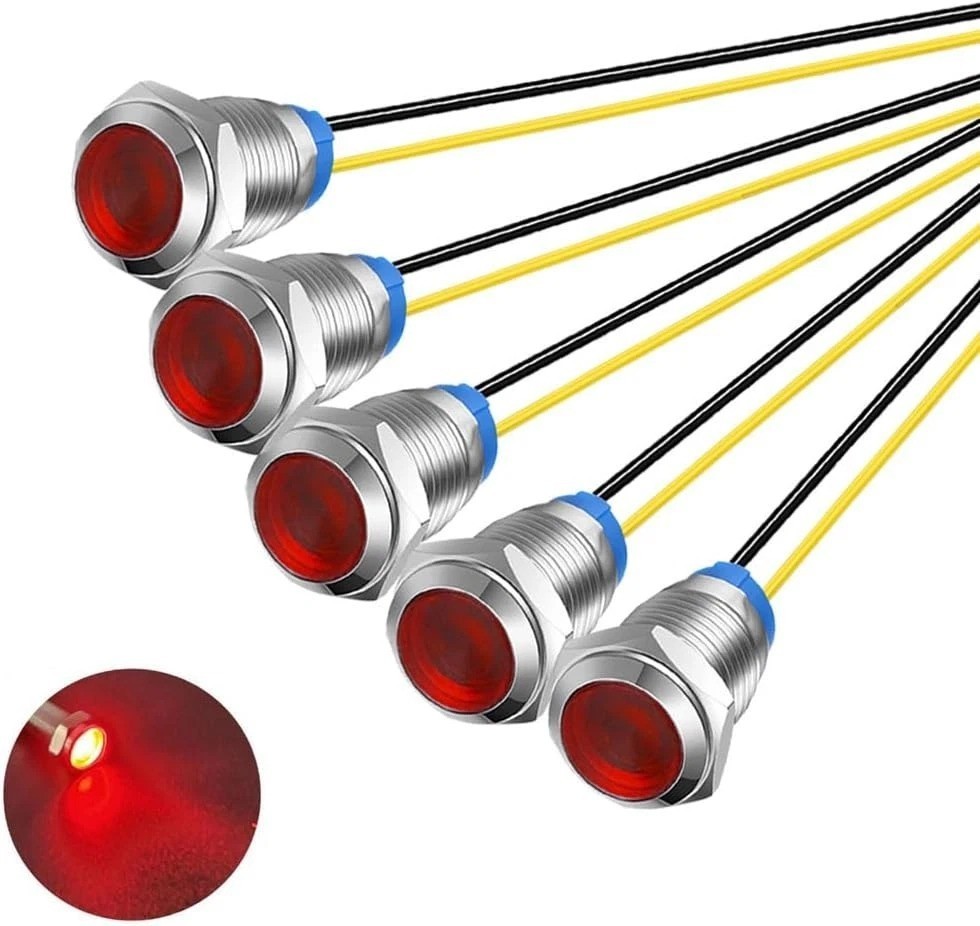 5pcs 10mm LED Metal Indicator Light 110V-220V AC Waterproof Signal Lamp (Red) 5pcs 10mm LED Metal Indicator Light 110V-220V AC Waterproof Signal Lamp (Red)