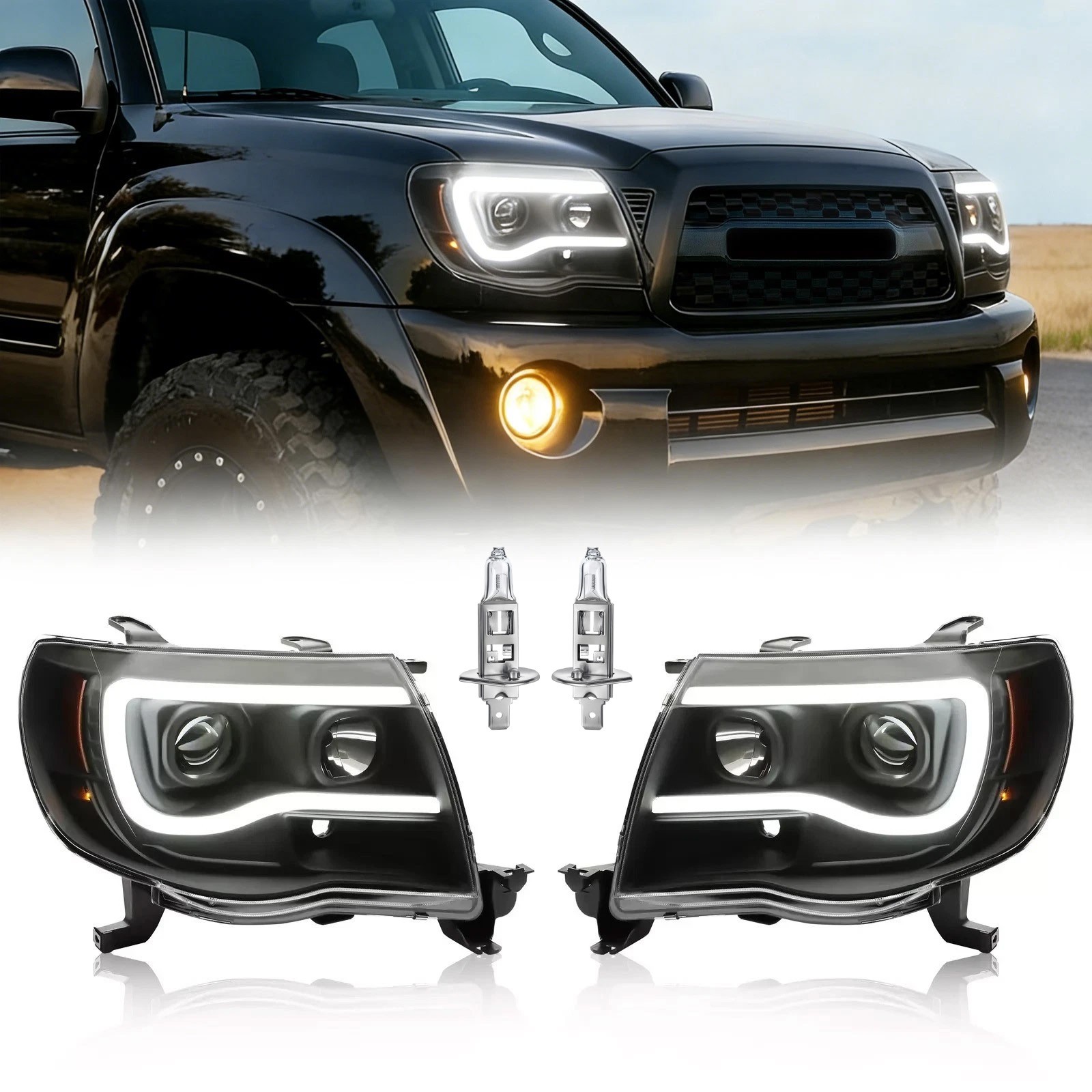 For Toyota Tacoma 2005 2006-2011 Left&Right LED Dual Projector Headlights DOT