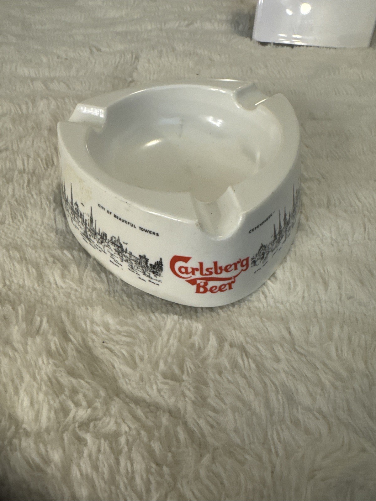 Vintage Carlsberg Beer Advertising Smoke Ashtray, Made In Italy