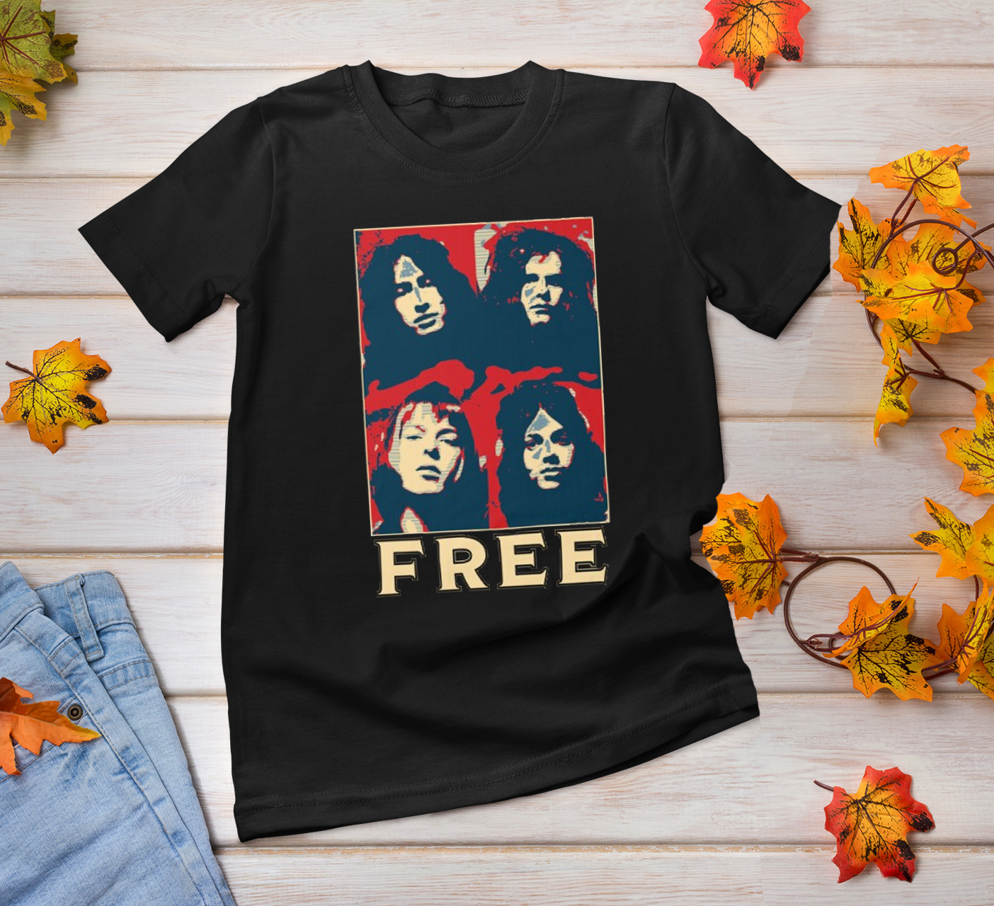 VTG Free band Black T-shirt short sleeve All Sizes S to 5Xl XA194