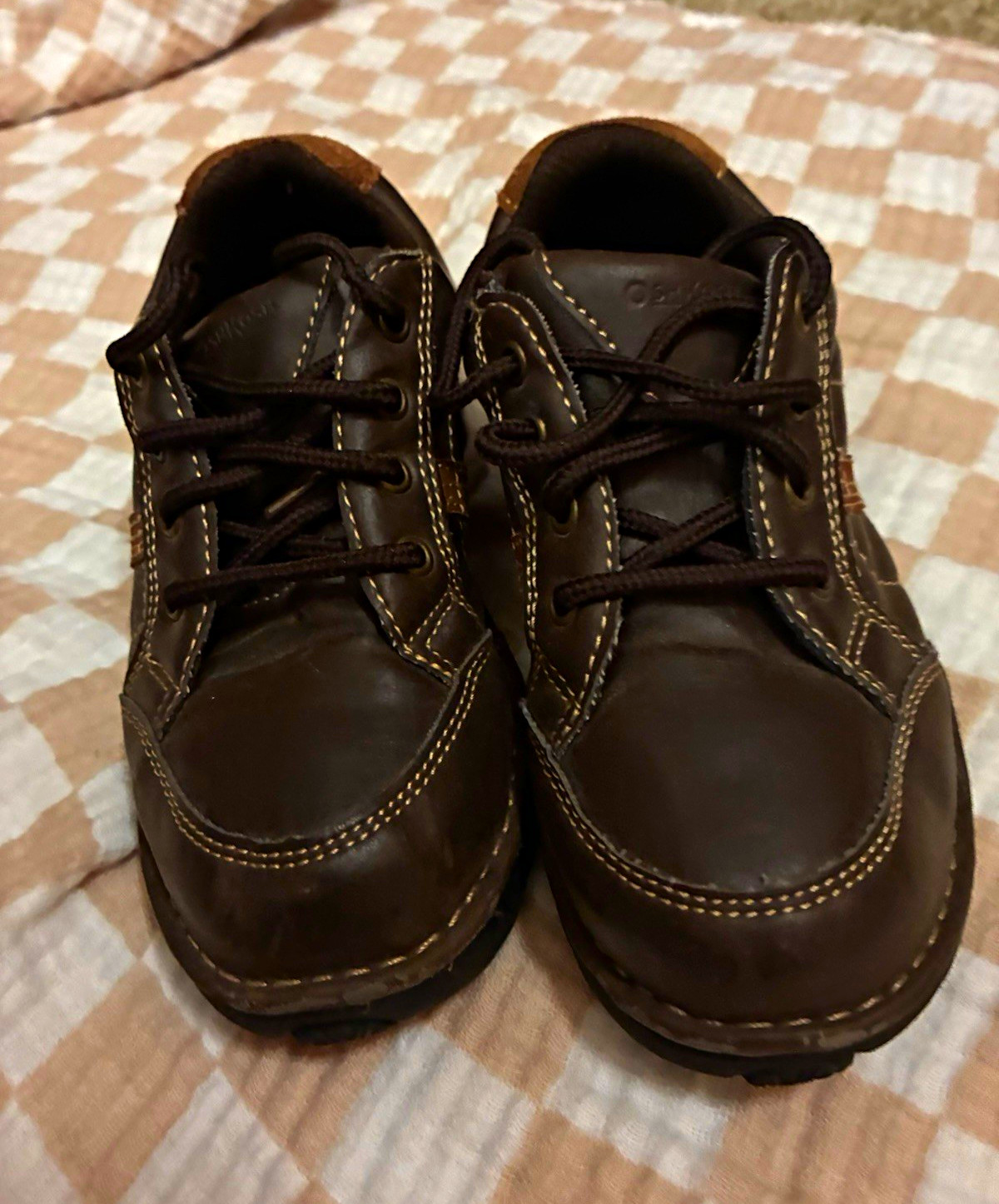 OshKosh B'gosh Brown Leather Lace-Up Sneakers Men's US 11 Mickey Mouse