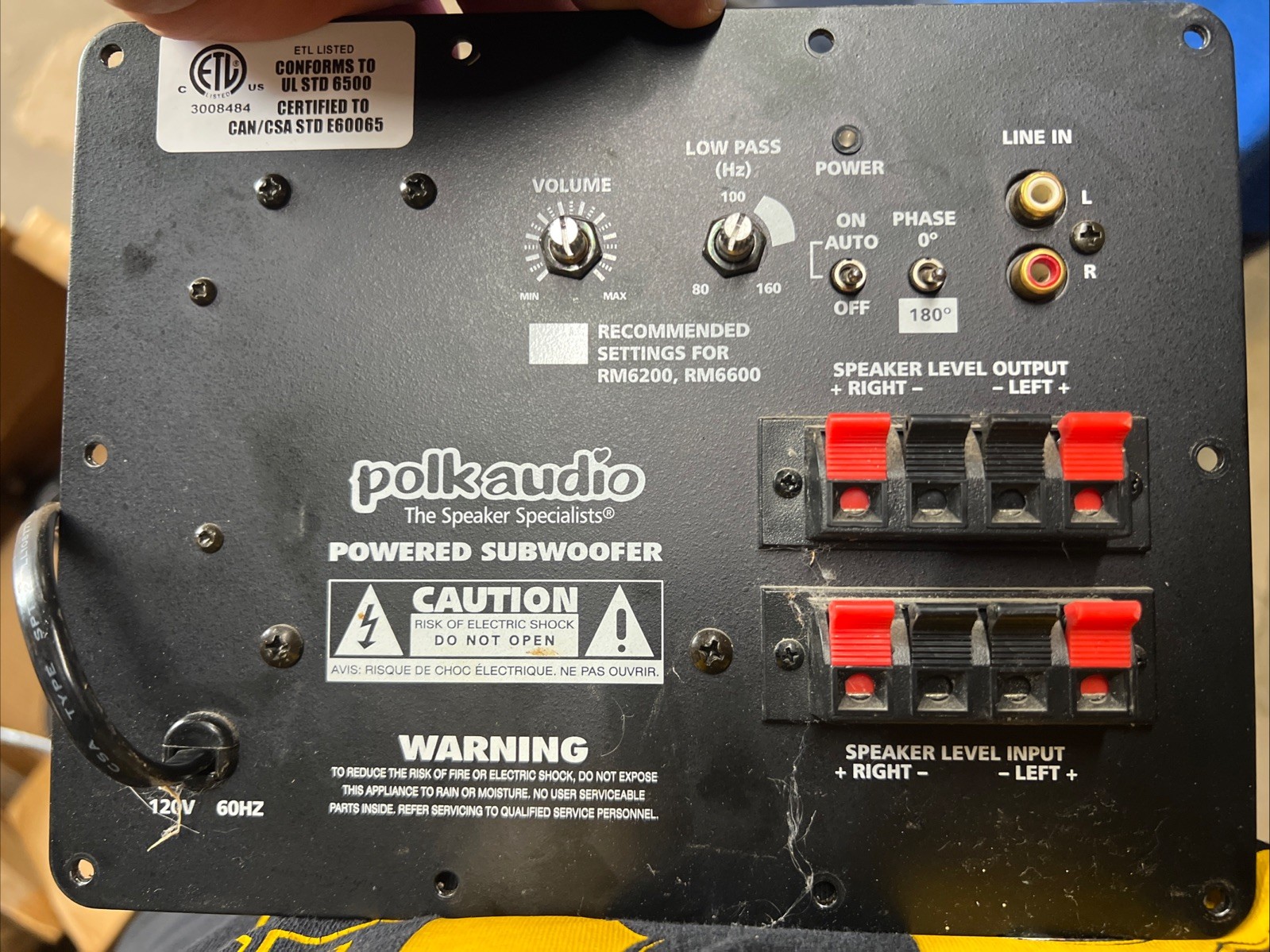 Vintage Polk Audio PSW250 Powered Subwoofer Amp Only UNTESTED AS IS