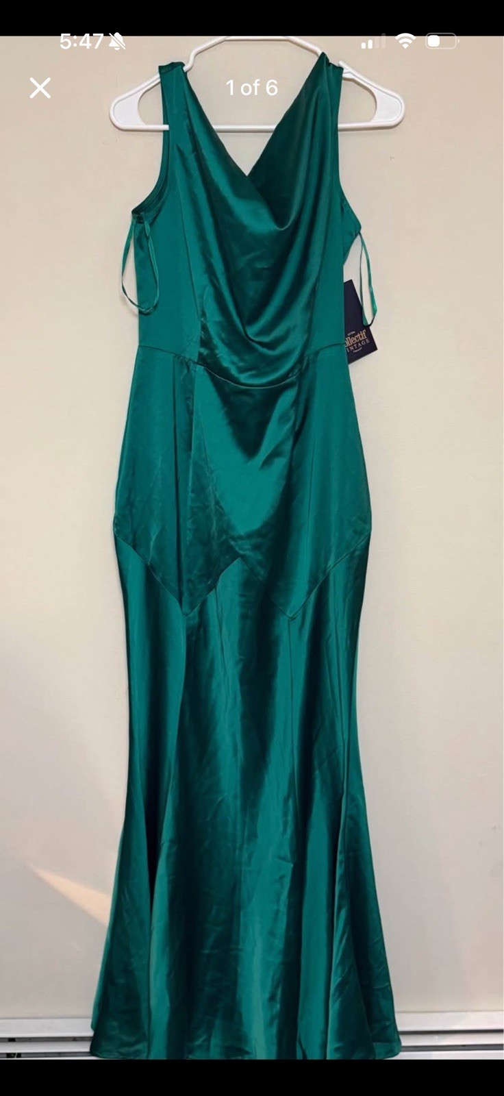 NWT Collectif x ModCloth Vintage Inspo Emerald Satin Cowl Neck Gown UK 14/US 10 NWT Collectif x ModCloth Vintage Inspo Emerald Satin Cowl Neck Gown UK 14/US 10