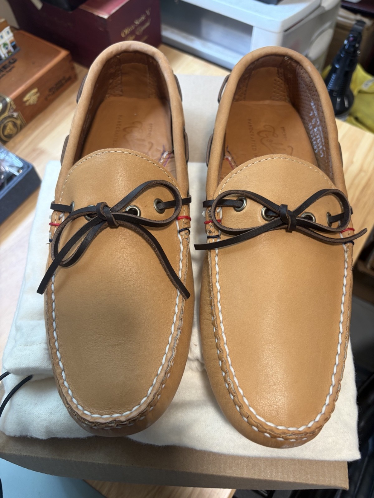 NIB Sperry Made in Maine Gold Cup 1-Eye Driver Tan Leather Loafers Men’s Size 9 