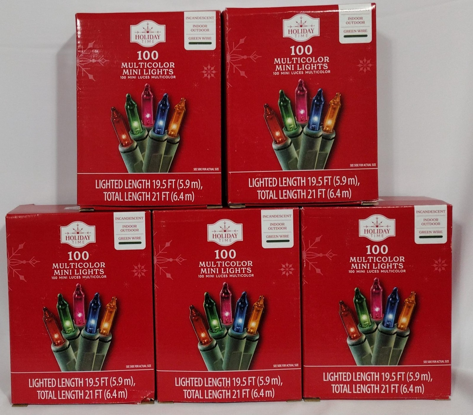 Lot OF 5 Holiday Time Green Wire Incandescent Christmas Light Multicolor 100 Ct Lot OF 5 Holiday Time Green Wire Incandescent Christmas Light Multicolor 100 Ct