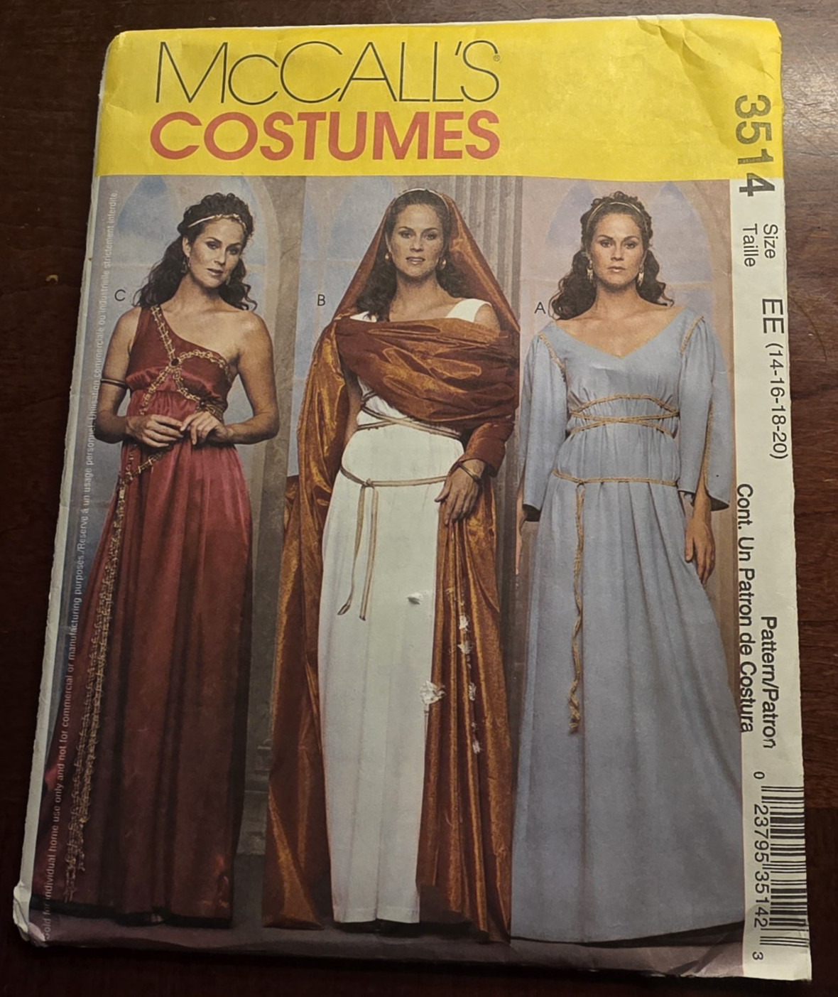 VTG McCall's 3514 Medieval Renaissance Dress Pattern EE 14-20