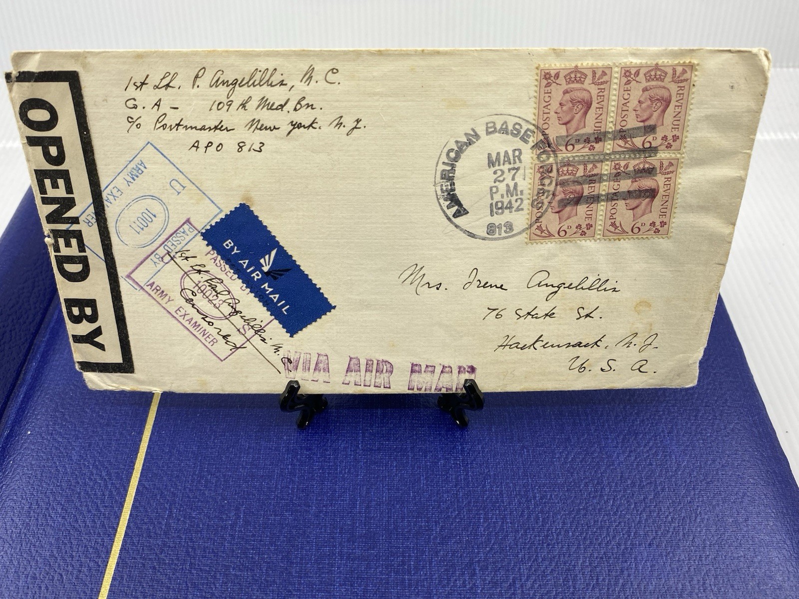 1942 APO, 1st Lt. Paul A., Marine Corps writes home from UK, in training for N.A