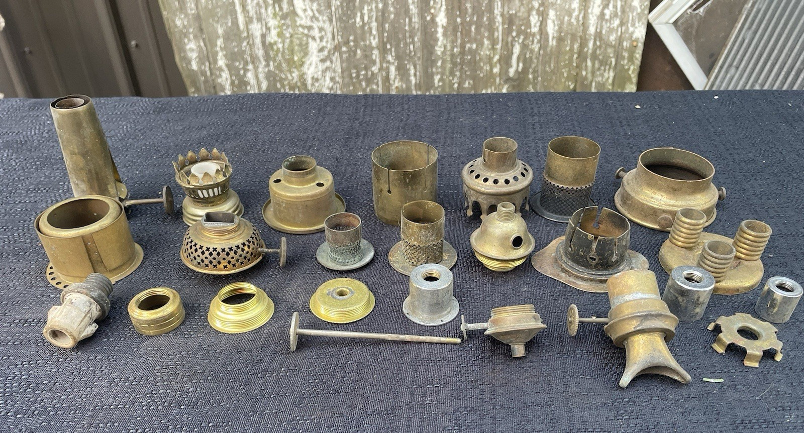 Lot Assorted Antique Kerosene Oil Lamp Brass Lamp Parts Repair Restore