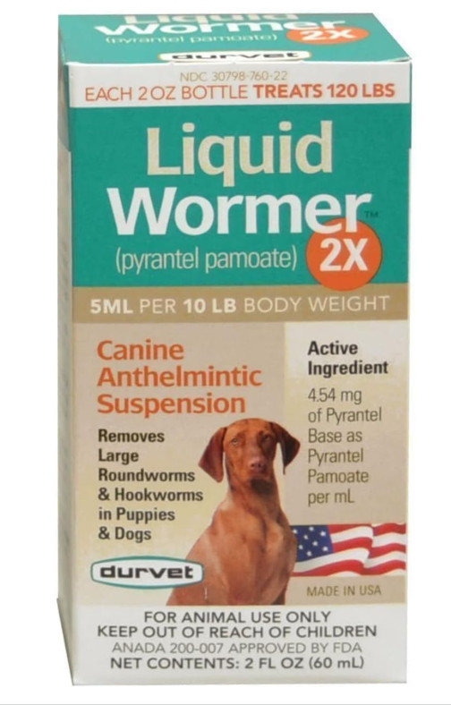 Durvet Liquid Wormer 2X Canine Anthelmintic Suspension, 2 oz