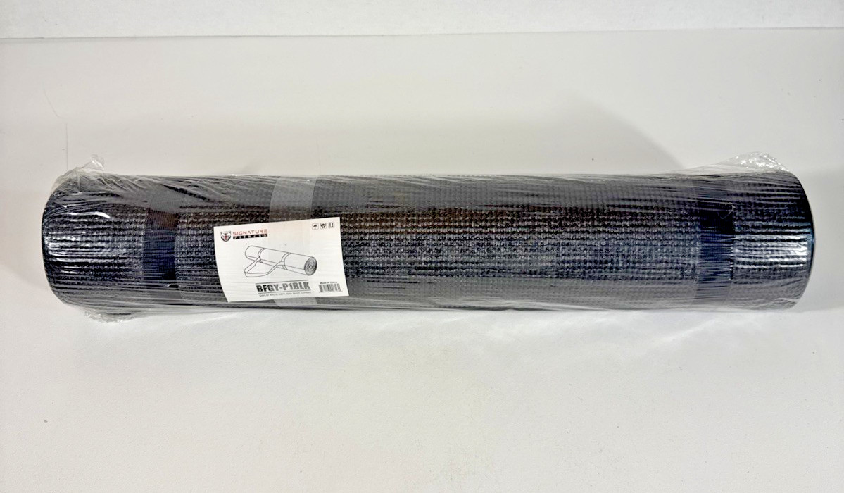 Fitvids 1/4” High Density Thick Non Slip Workout Yoga Mat and Carry Strap, Black