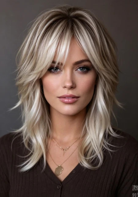 Human Hair New Layered Long Natural Golden Brown Wavy Women\'s Wigs 14 in