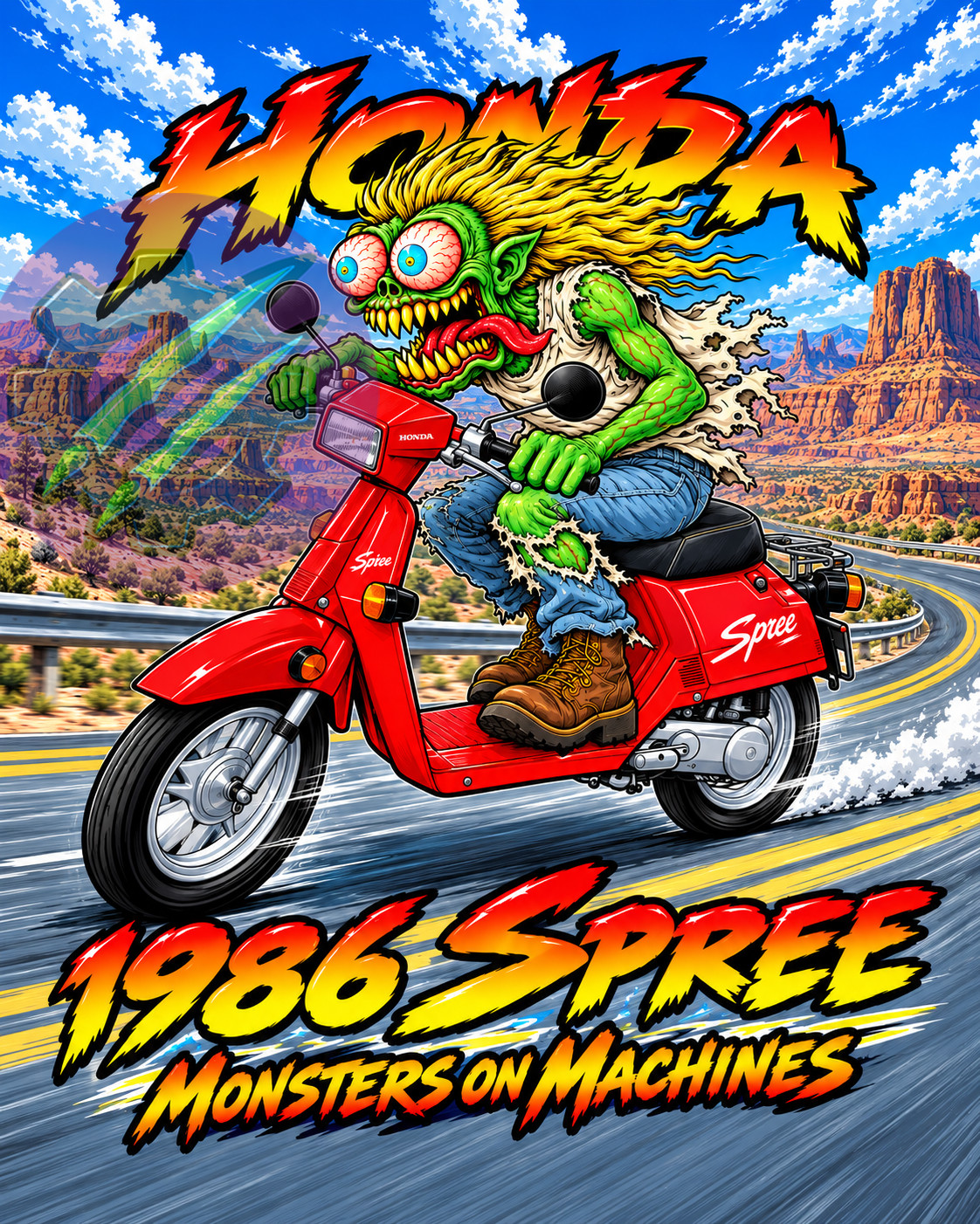 1986 Honda Spree NQ50 Scooter 8x10 Glossy Photo Print Monster Art