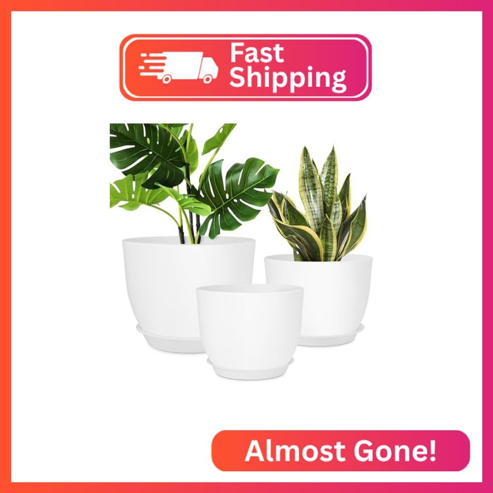 YNNICO Plant Pots 12/10/9 inch Set of 3, Flower Pots with Multi Mesh Drainage Ho
