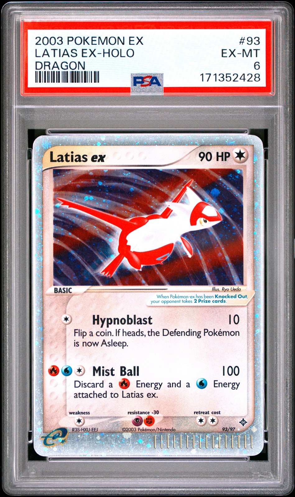 2003 POKEMON EX DRAGON #93 LATIAS EX-HOLO PSA 6