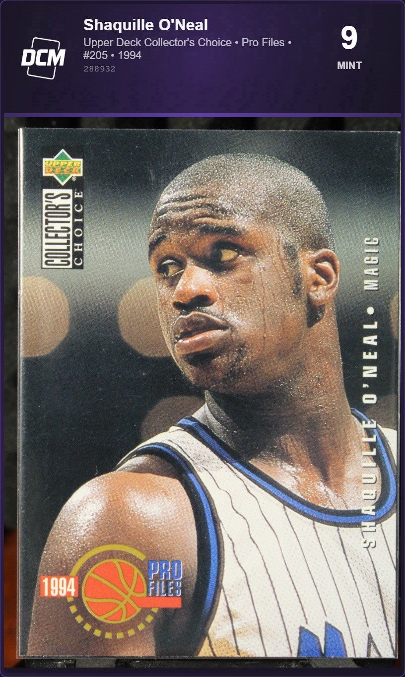 1994 Upper Deck Collector\'s Choice Pro Files Shaquille O\'Neal #205 DCM 9