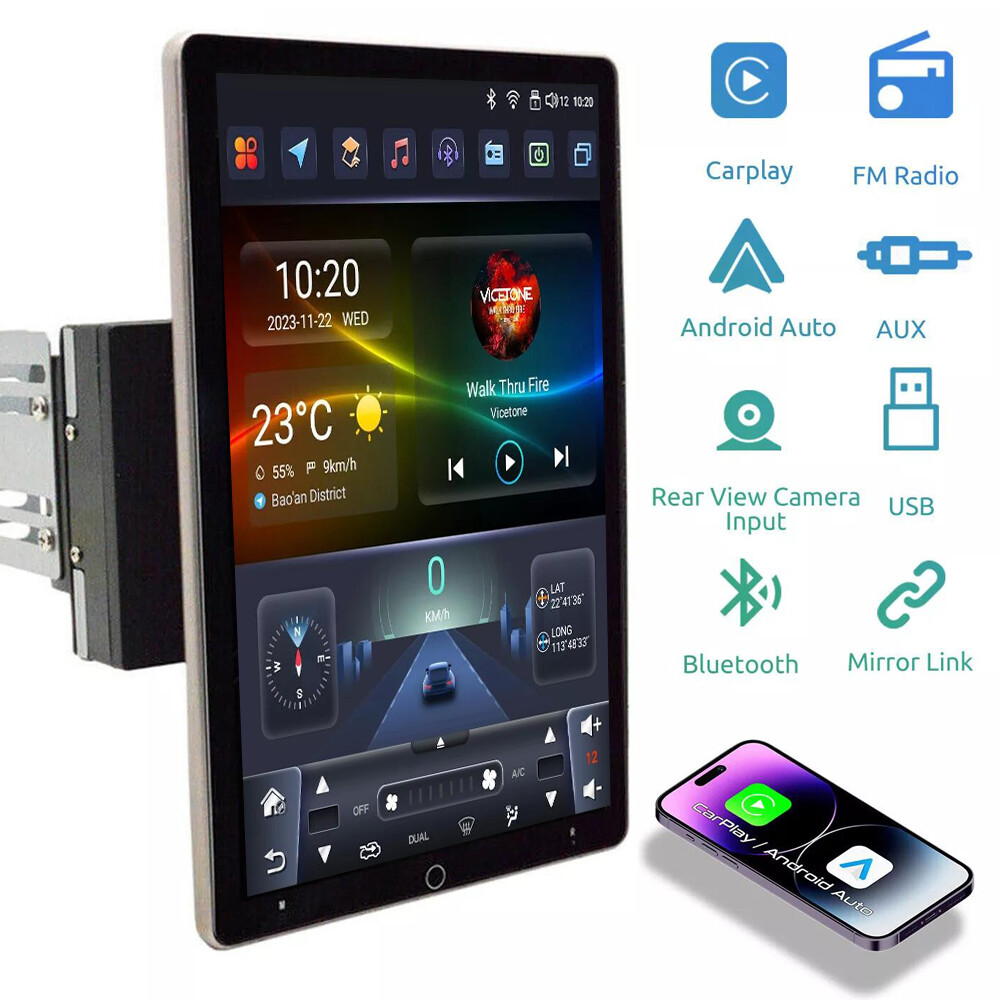 Double 2DIN Rotatable 10.1\