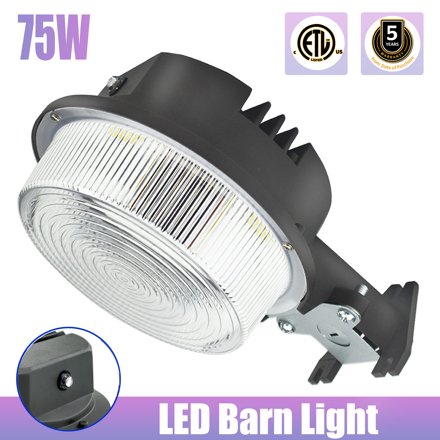 LED Barn Light Dusk to Dawn 75W,Outdoor Area Lights,Exterior Security Flood Lamp