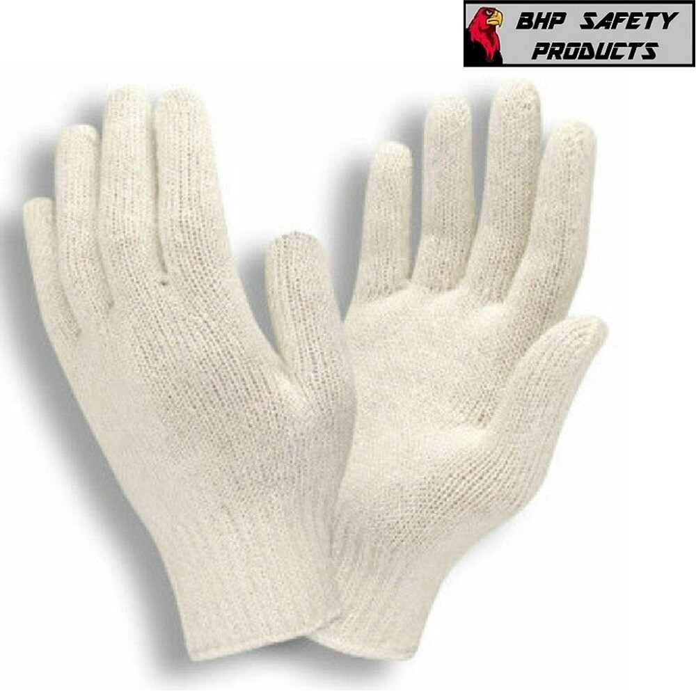 300 PAIR 25 DOZEN WHITE STRING KNIT GLOVES COTTON POLYESTER WORK SAFETY GLOVES