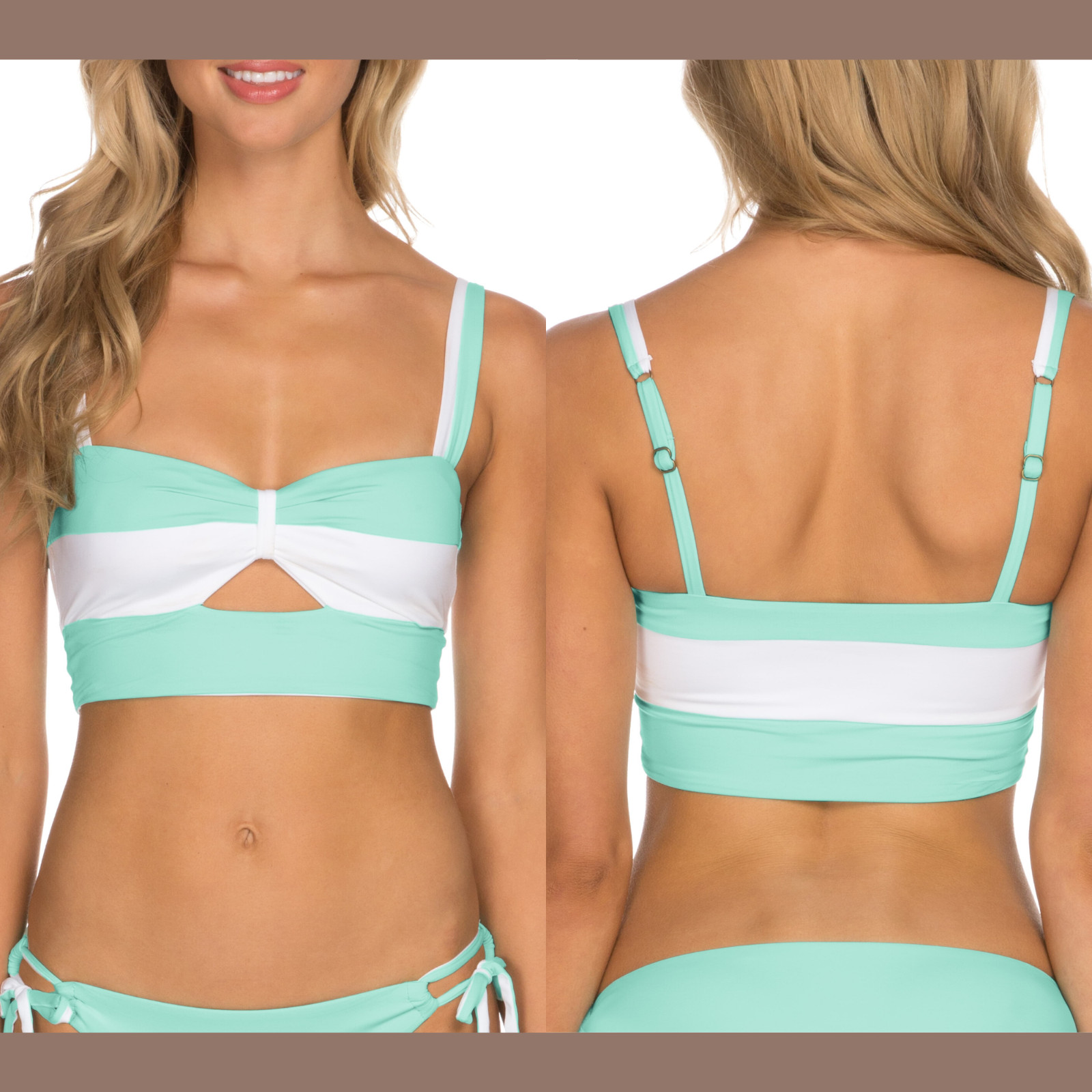 NEW Isabella Rose [Small ] Block Party Bikini Top in Stripe BlueWhite  #K605