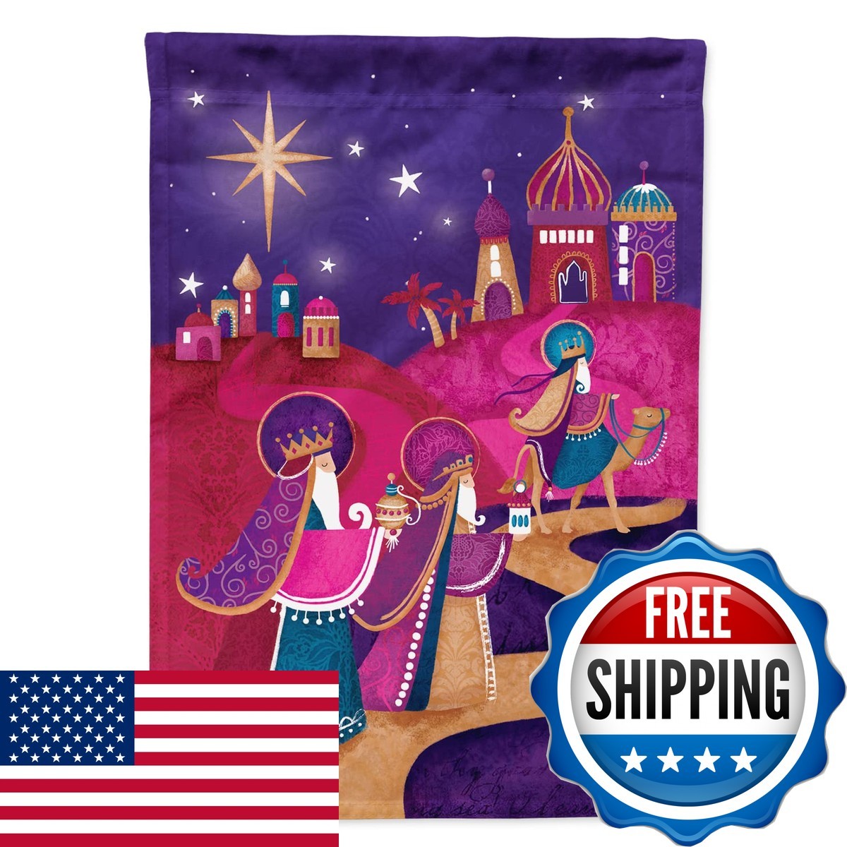 Caroline\'s Treasures APH7081CHF Wise Men Purple House Flag Large Porch Pole