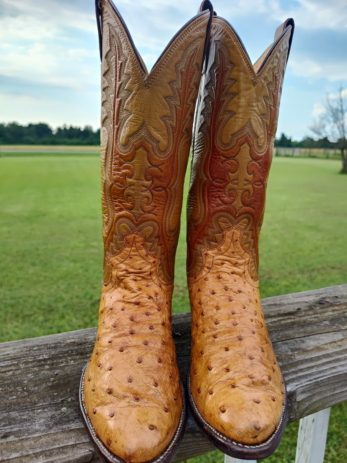 VTG Justin MEN'S FULL QUILL Ostrich Cowboy Boots, US Men's 6.5 D, Women's 8 VTG Justin MEN'S FULL QUILL Ostrich Cowboy Boots, US Men's 6.5 D, Women's 8