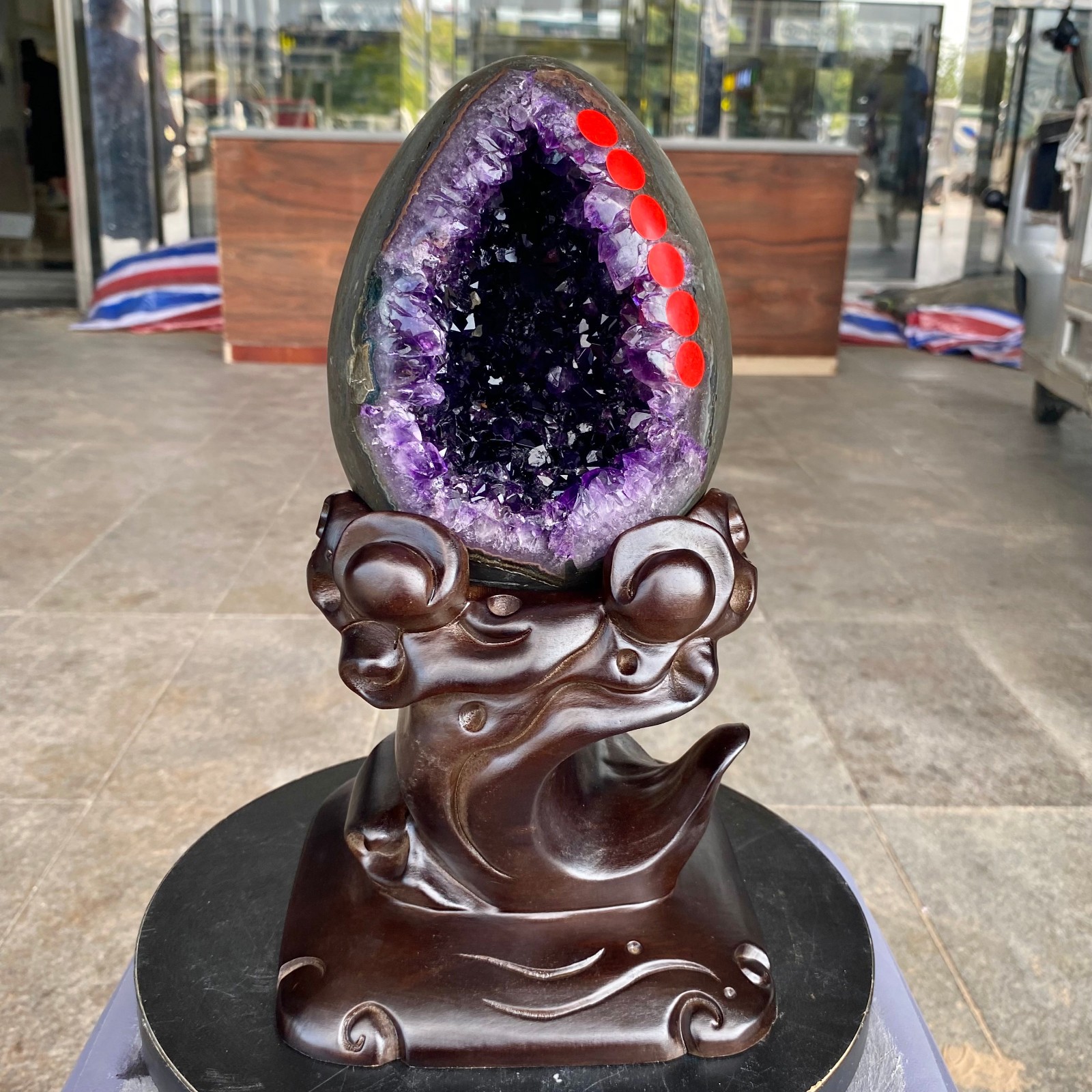 8.02LB High quality Natural Amethyst geode quartz crystal Dinosaur egg healing