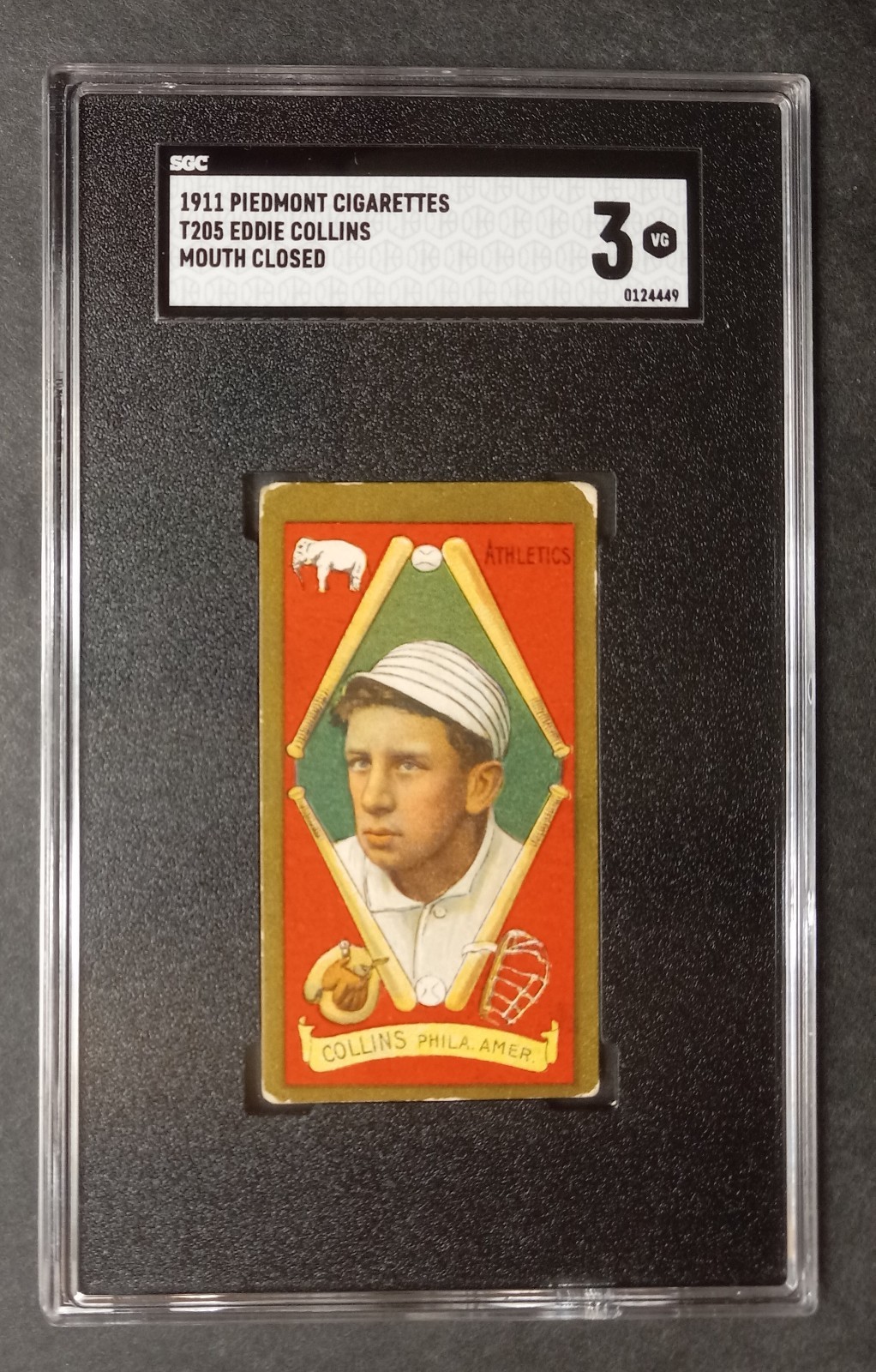 1911 T205 Gold Border - Eddie Collins - HOF - Piedmont - SGC 3 VG