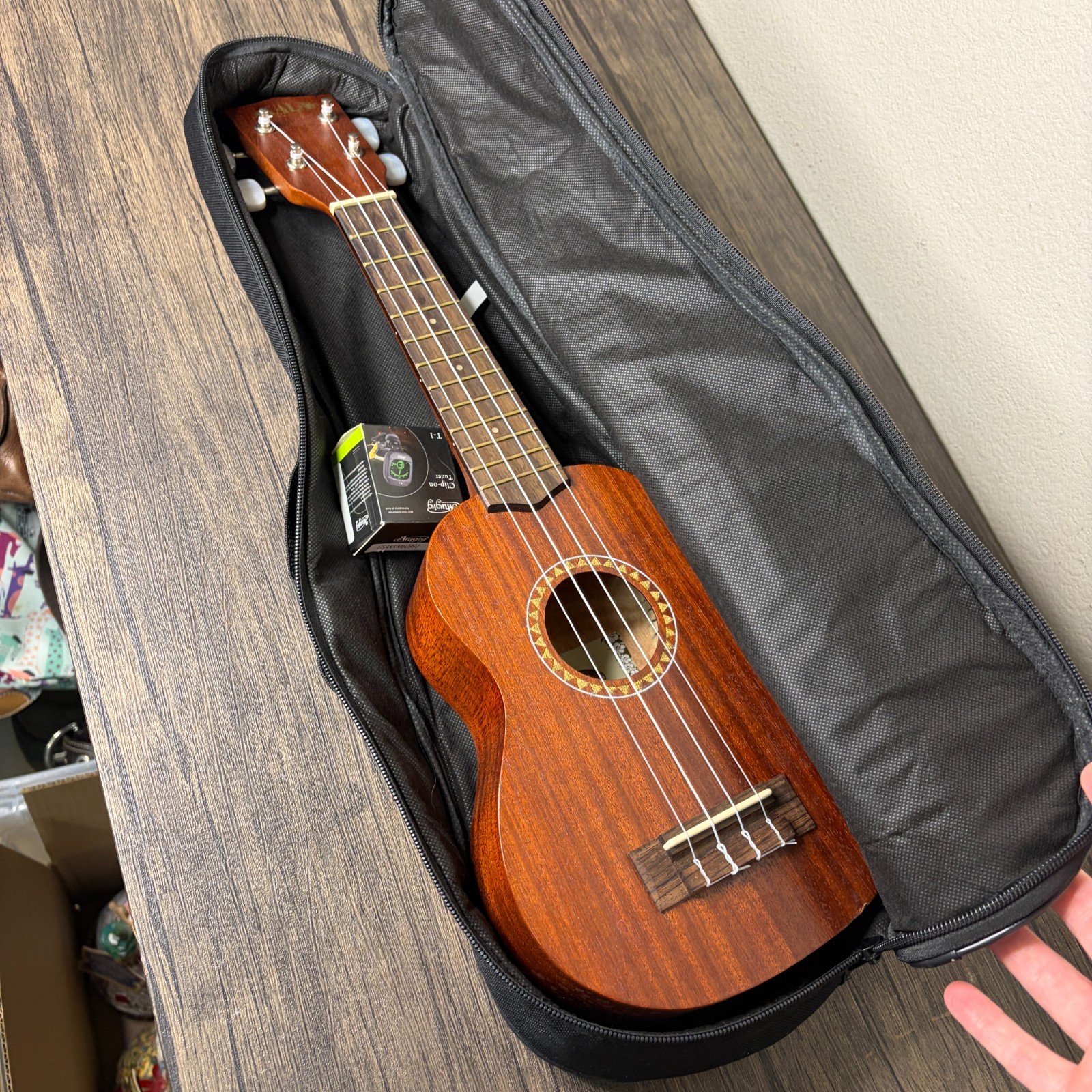 KALA Mahogany Soprano Ukulele KA-15S With Soft Case and Tuner Hand Painted 5228