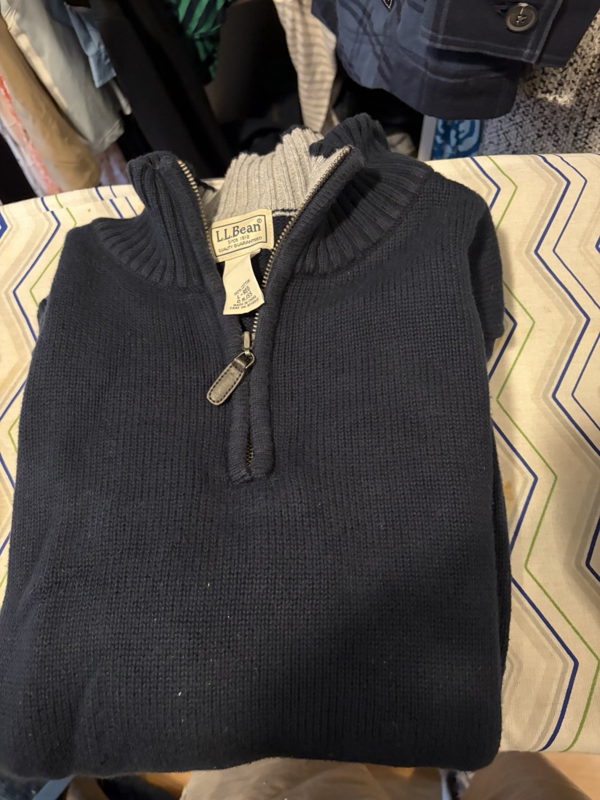 L.L.Bean Men\'s Navy Blue 1/4 Zip Sweater Size L L.L.Bean Men\'s Navy Blue 1/4 Zip Sweater Size L