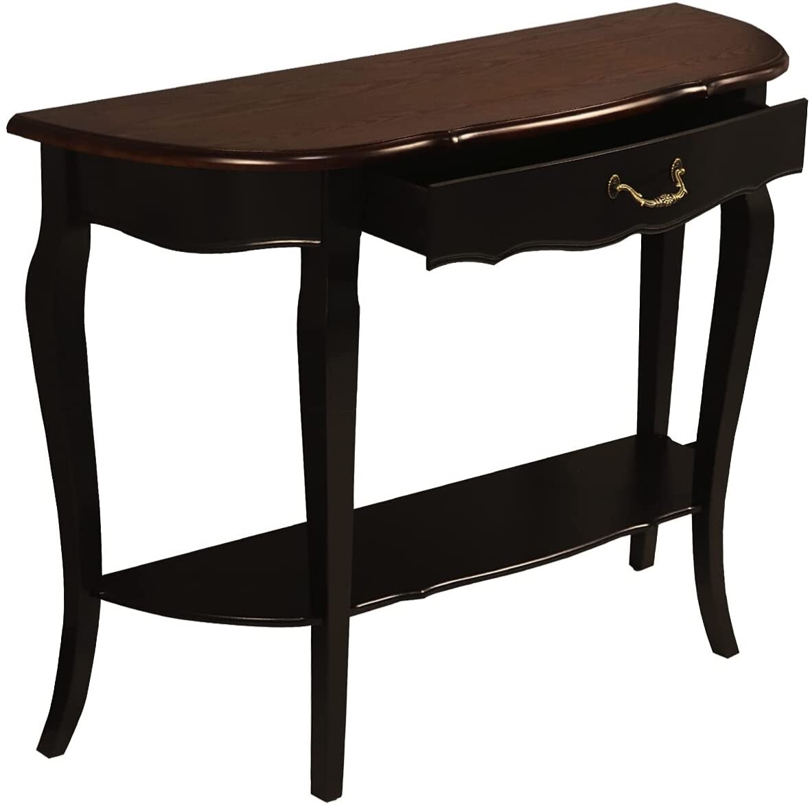 Wood Console Sofa Entry Table with Drawer & Shelf for Living Room Hallway Foyer 