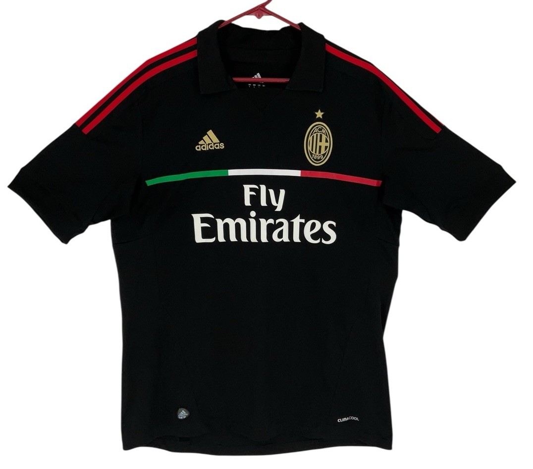 AC Milan 2011-12 Third Shirt Jersey Adidas Black Men's Large Soccer Club ACM AC Milan 2011-12 Third Shirt Jersey Adidas Black Men's Large Soccer Club ACM