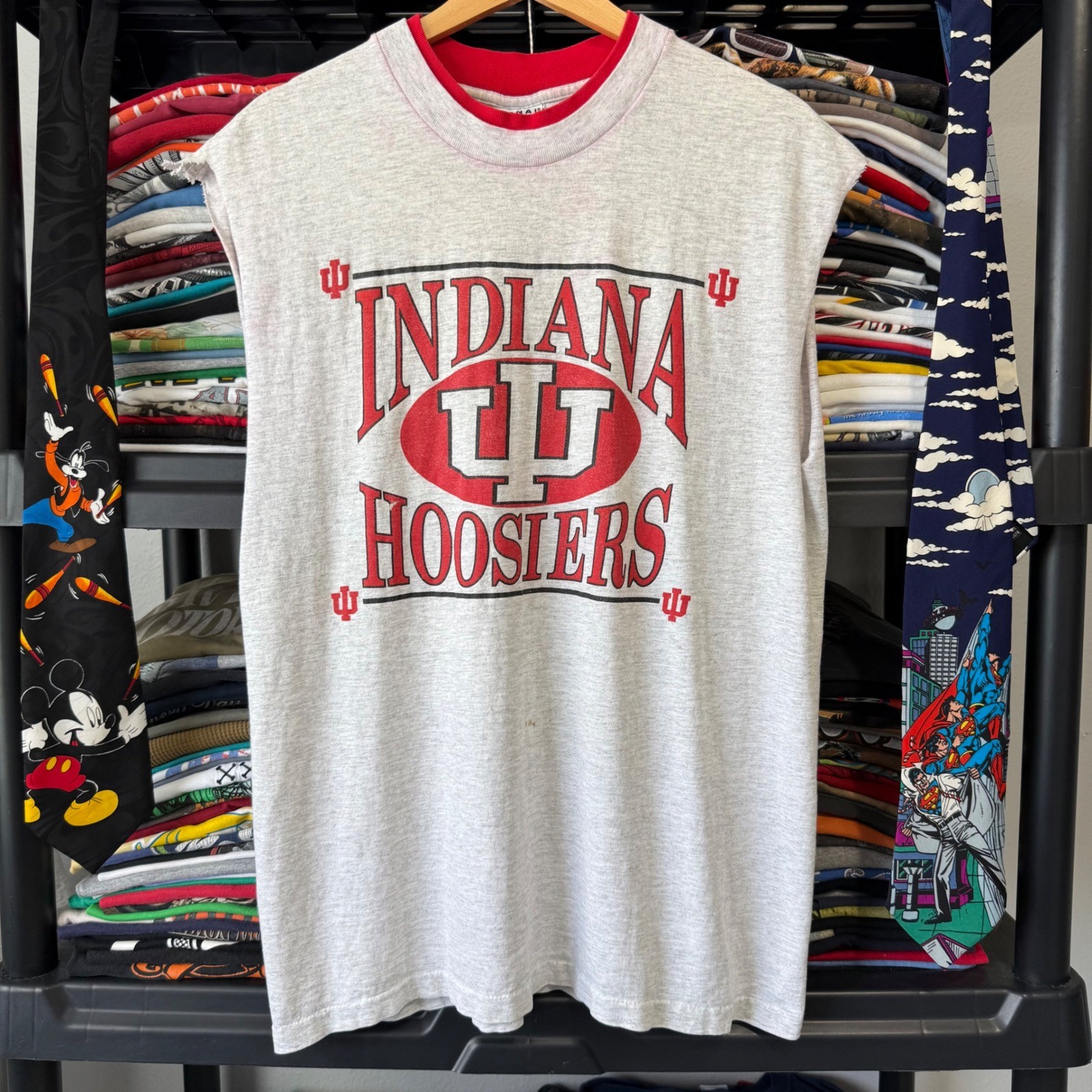 Vintage Heather Gray Indiana Hoosiers Muscle Tee Size L Light Marks Vintage Heather Gray Indiana Hoosiers Muscle Tee Size L Light Marks