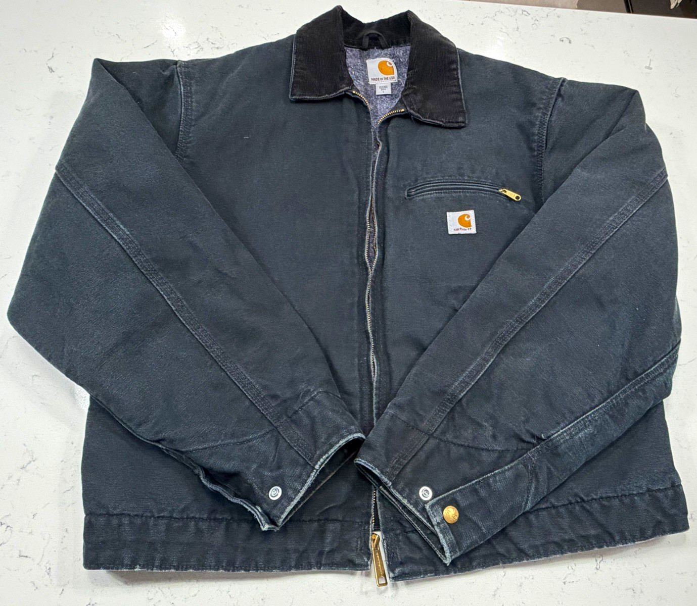Vintage Carhartt Detroit Jacket Men’s Large Black Blanket Lined Made USA