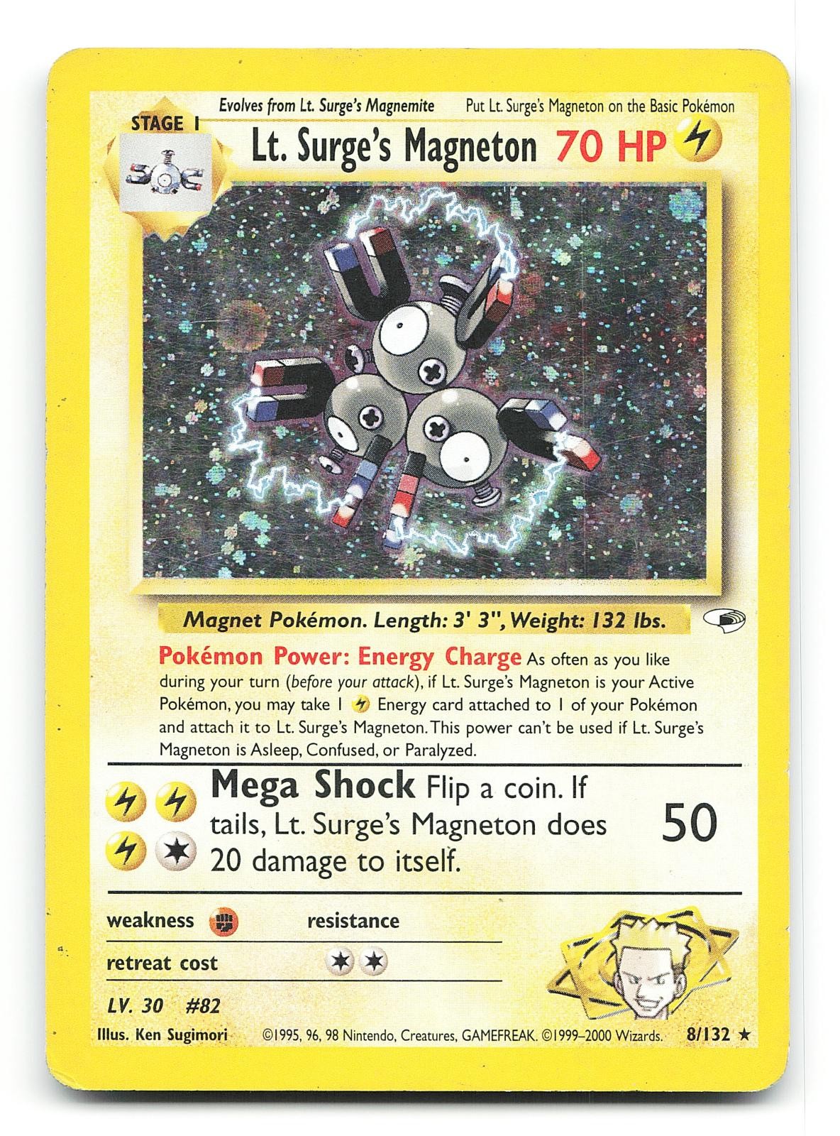 Lt. Surge\'s Magneton 008/132 Gym Heroes Unlimited Holo Rare 2000 WOTC Pokemon MP