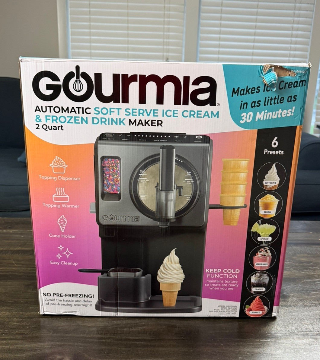 Gourmia GS11060BK Automatic Soft Serve Ice Cream Frozen Drink Maker 2 Qt