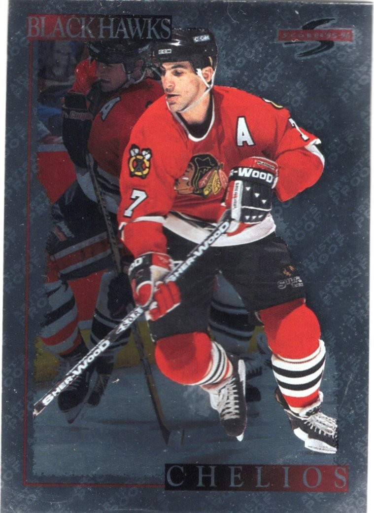 Chris Chelios 1995 Score BLACK ICE ARTIST PROOF #3 Blackhawks