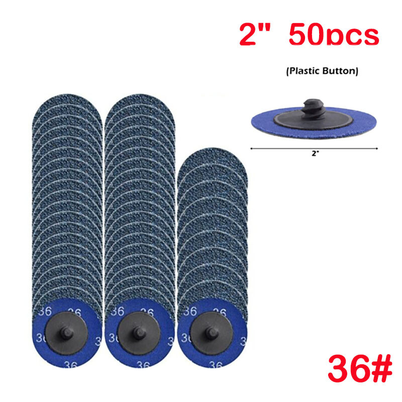 50PCS 2inch 36 Grit Zirconia Roll Lock Die Grinder Quick Change Sanding Discs
