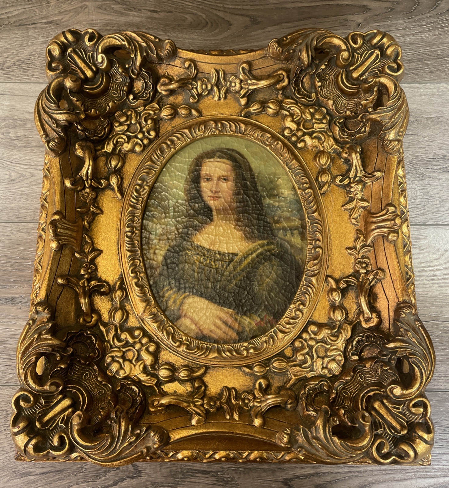 Vintage Mona Lisa Original Oil Painting Hand Painted Signed Wiko 10x8 Framed